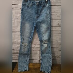 Cello Blue Skinny Jeans with Distressed Details